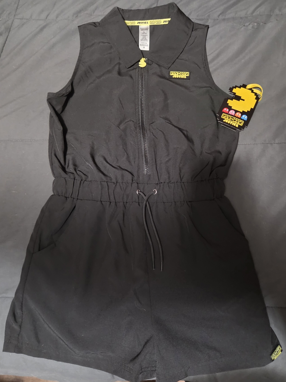 Justice Black Men's Pants with Yellow Pac-Man Trim